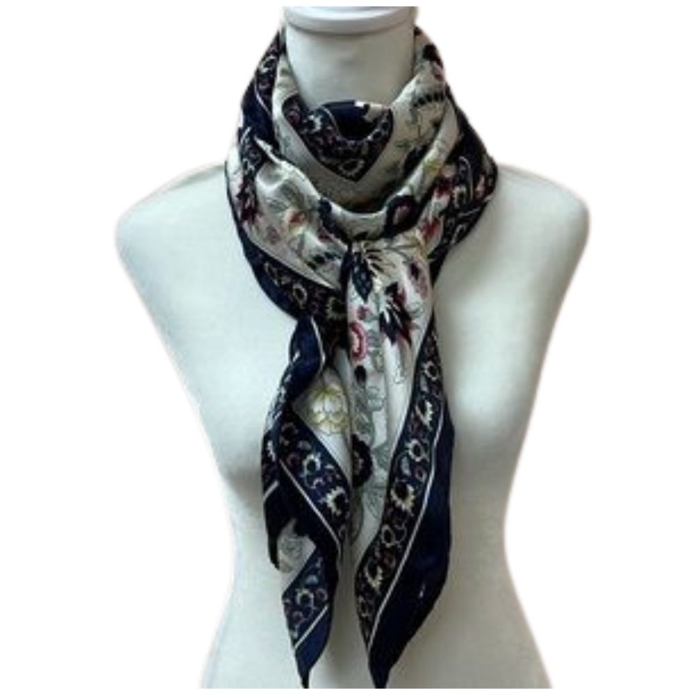 100% silk scarf. 41 1/2” square. Beautiful floral pattern